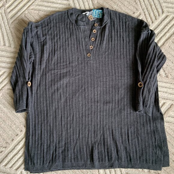 Free People Intimately Around the Clock Henley Pullover Charcoal Size L - Picture 4 of 11